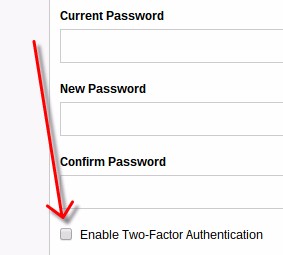 enable two-factor authentication checkbox